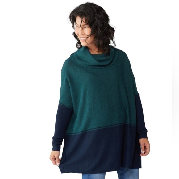 Smartwool Women's Edgewood Poncho Sweater in Twilight Blue Heather XS - Picture 5 of 9